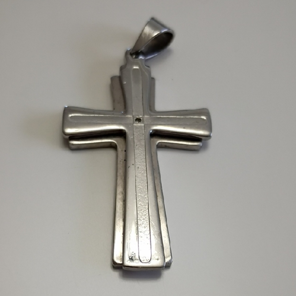 Easter Cross Pendant Unisex Statement Reversible Stainless Steel Chunky
